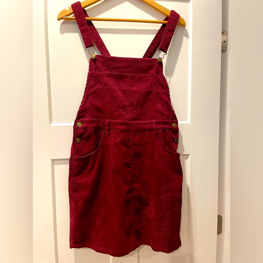 Corduroy skirt overalls